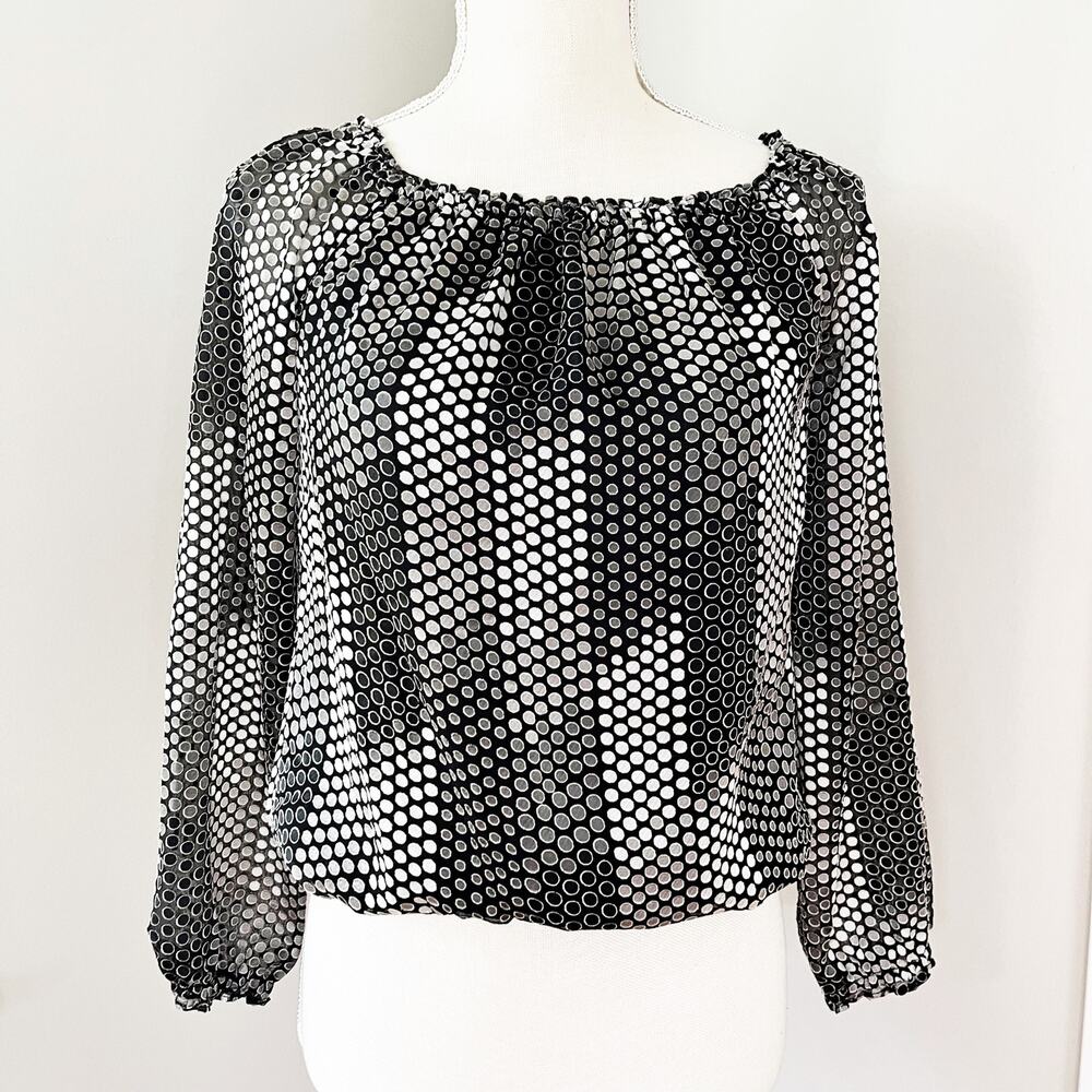 White House Black Market Metallic Polka Dot Top